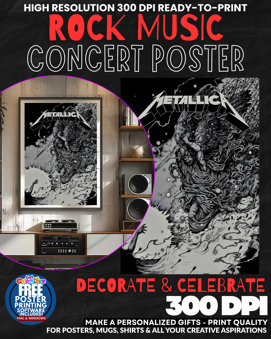 Metallica 30 Music Rock Concert Poster Wall Art
