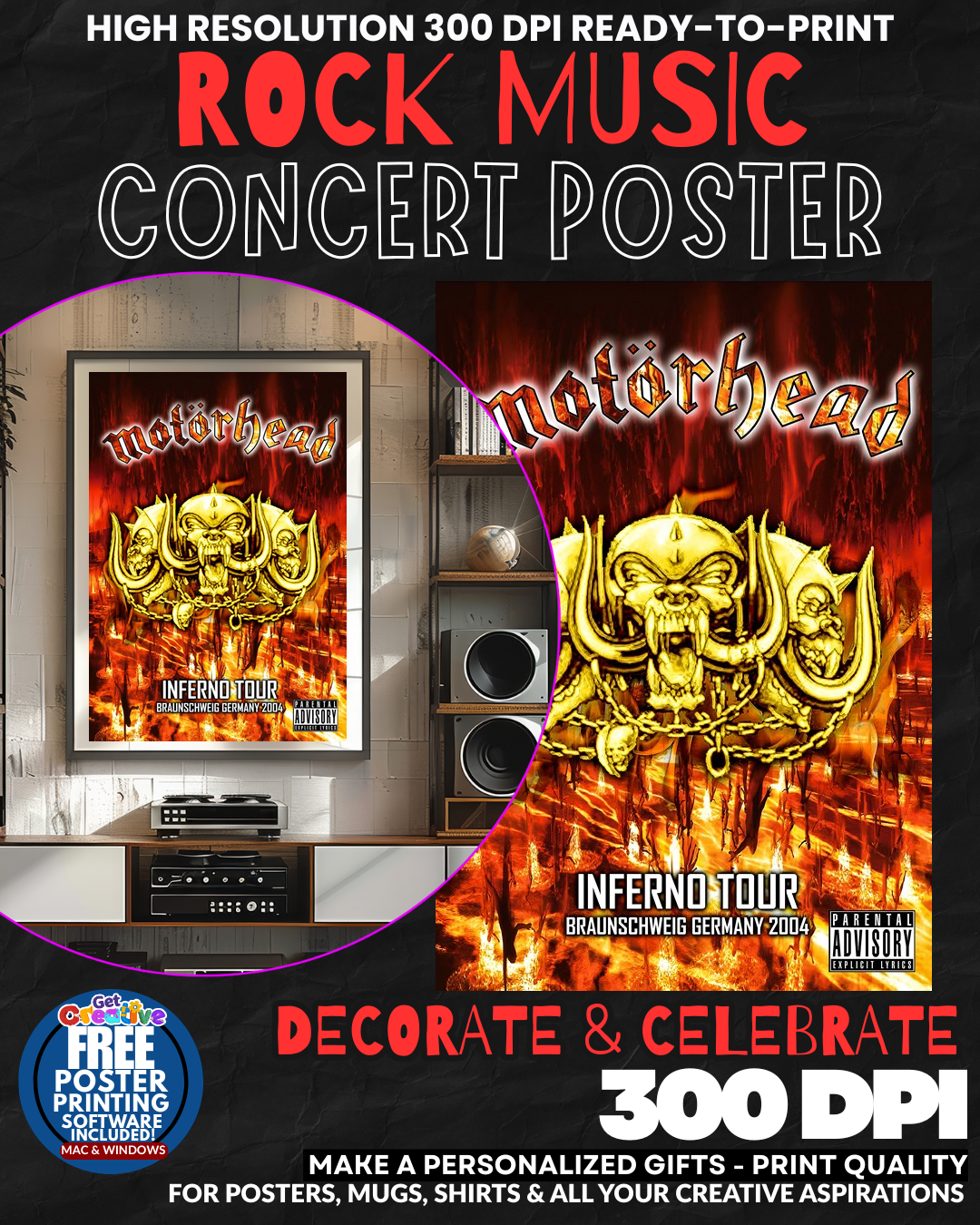 Motorhead 1 Music Rock Concert Poster Wall Art
