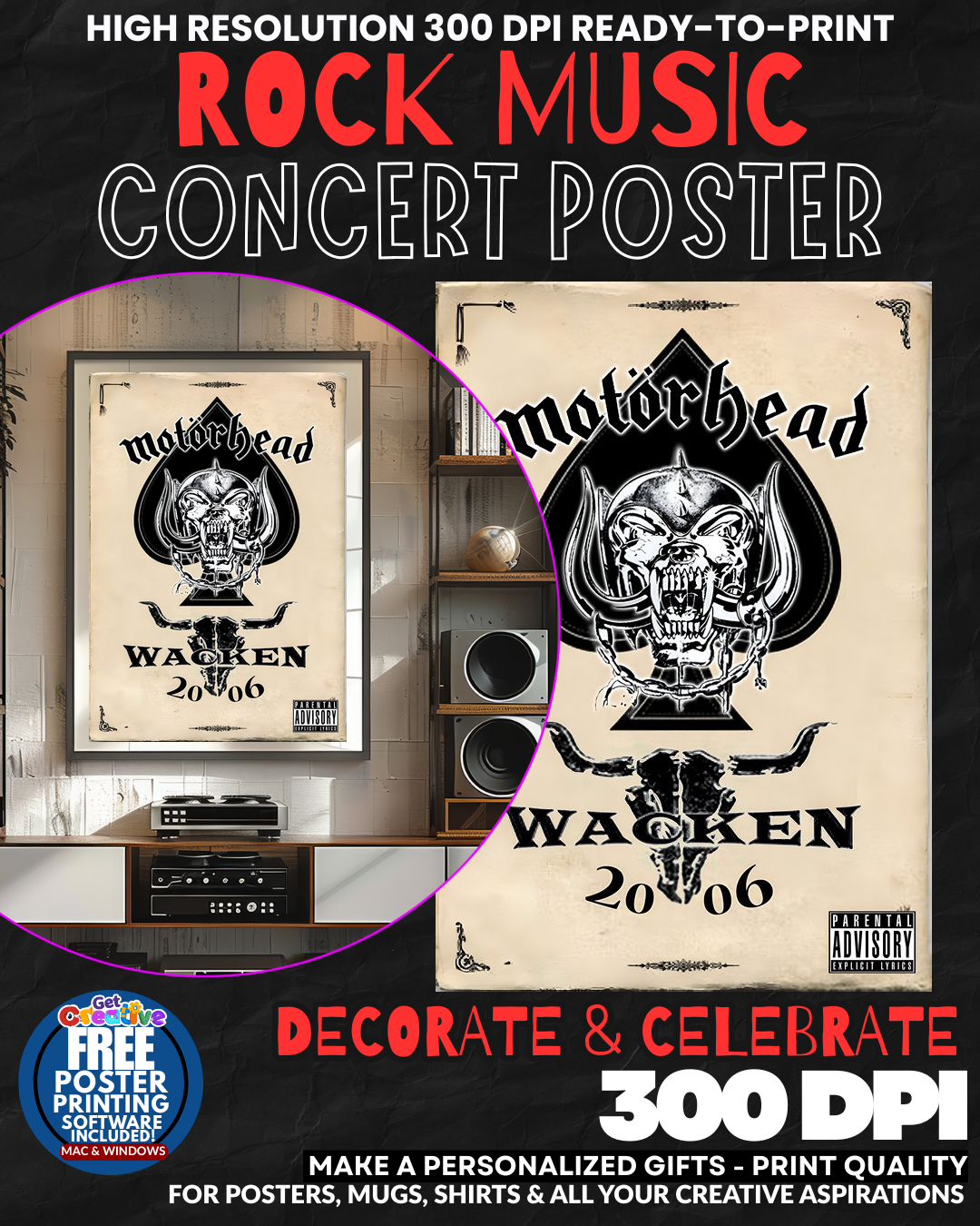 Motorhead 5 Music Rock Concert Poster Wall Art