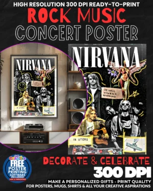 Nirvana 4 Music Rock Concert Poster Wall Art
