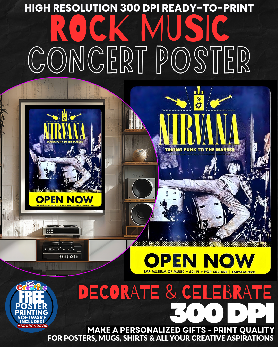 Nirvana 6 Music Rock Concert Poster Wall Art