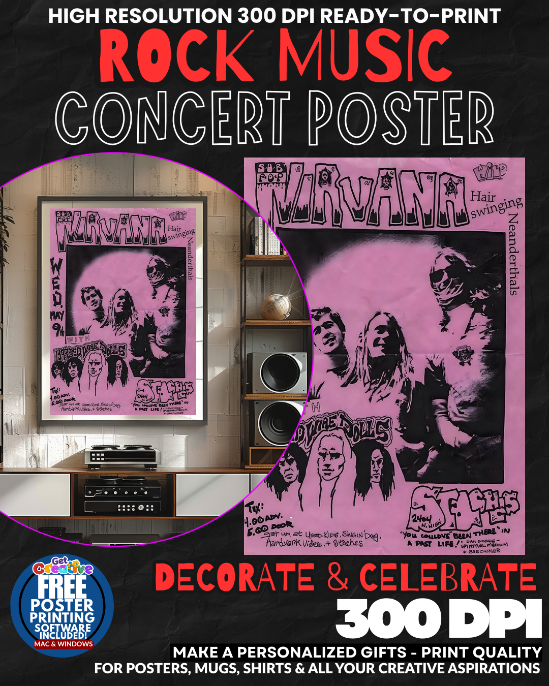 Nirvana 8 Music Rock Concert Poster Wall Art
