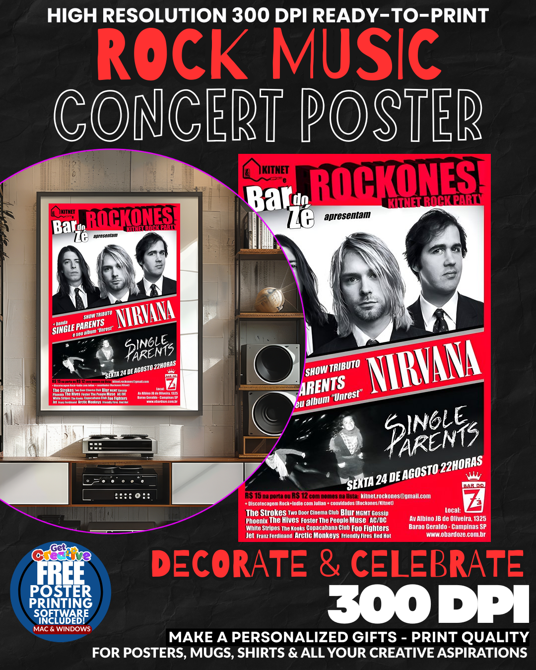 Nirvana 10 Music Rock Concert Poster Wall Art