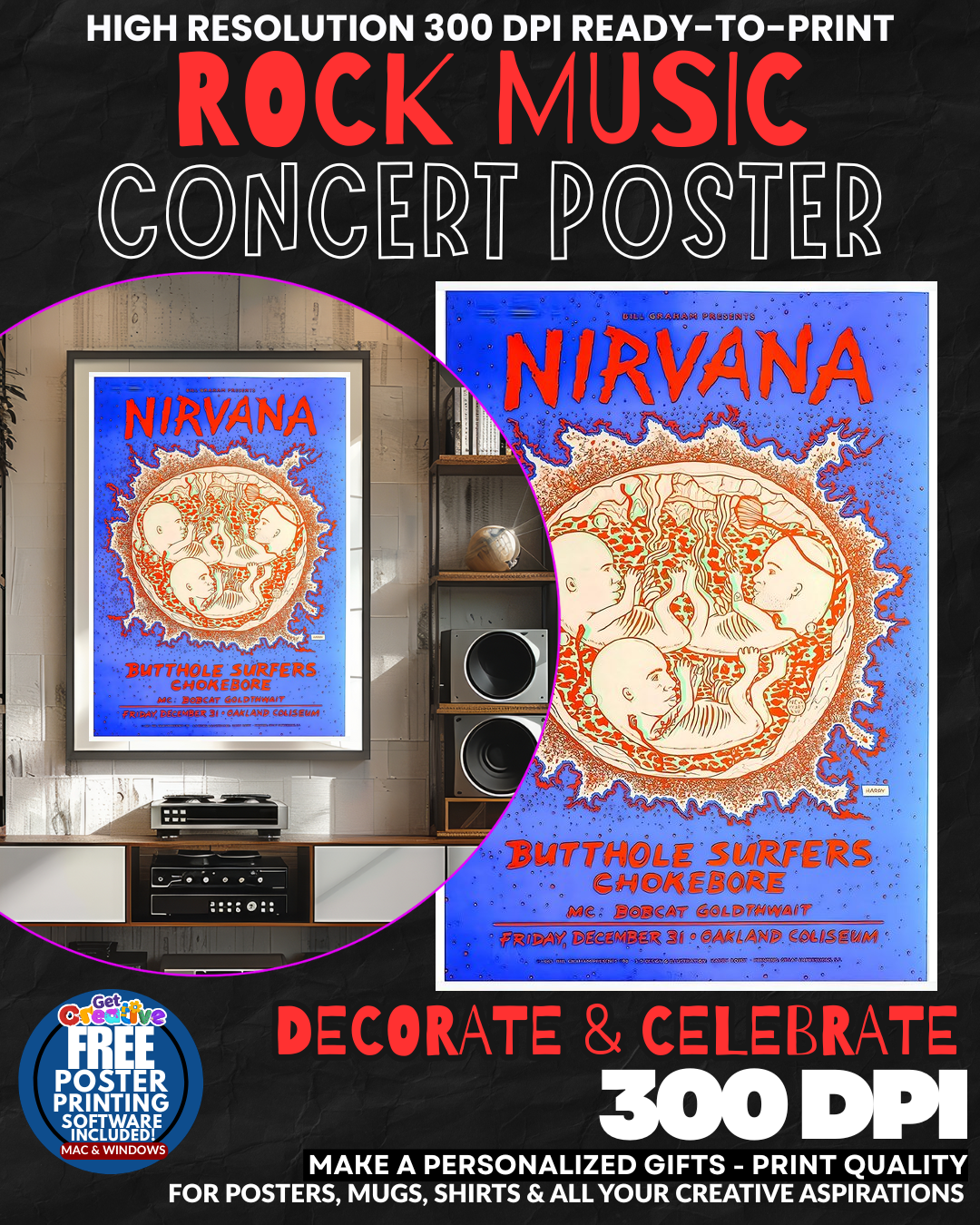 Nirvana 13 Music Rock Concert Poster Wall Art