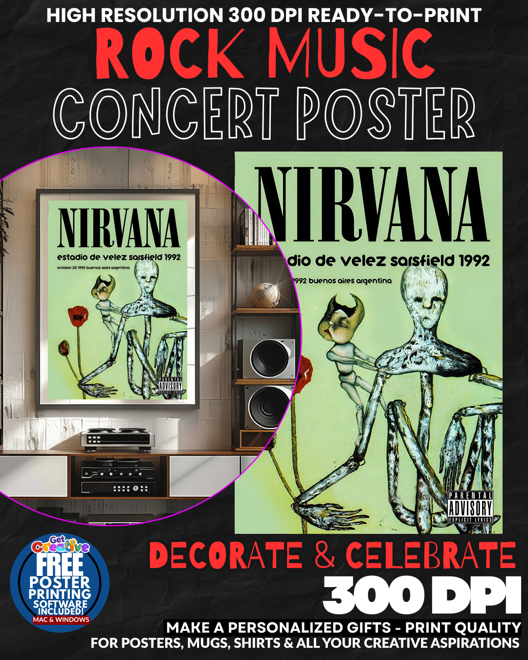 Nirvana 14 Music Rock Concert Poster Wall Art