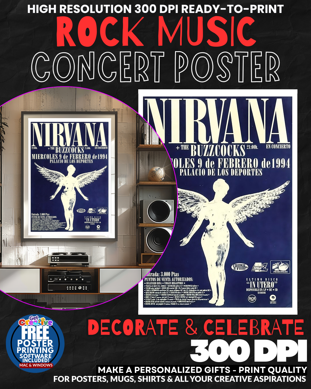 Nirvana 16 Music Rock Concert Poster Wall Art