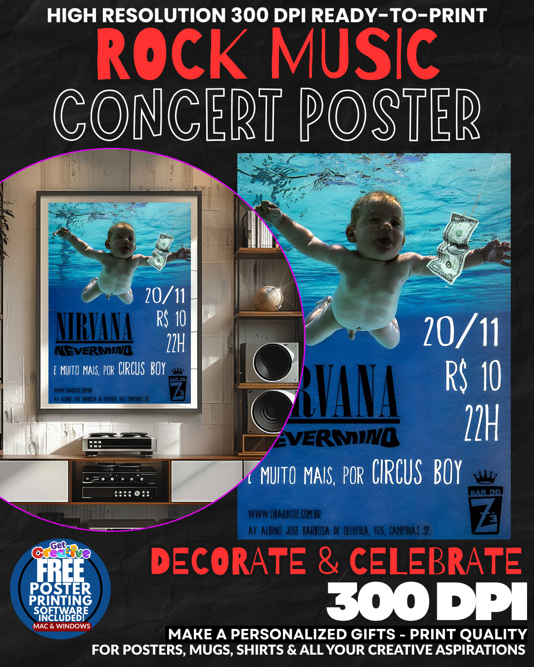 Nirvana 17 Music Rock Concert Poster Wall Art