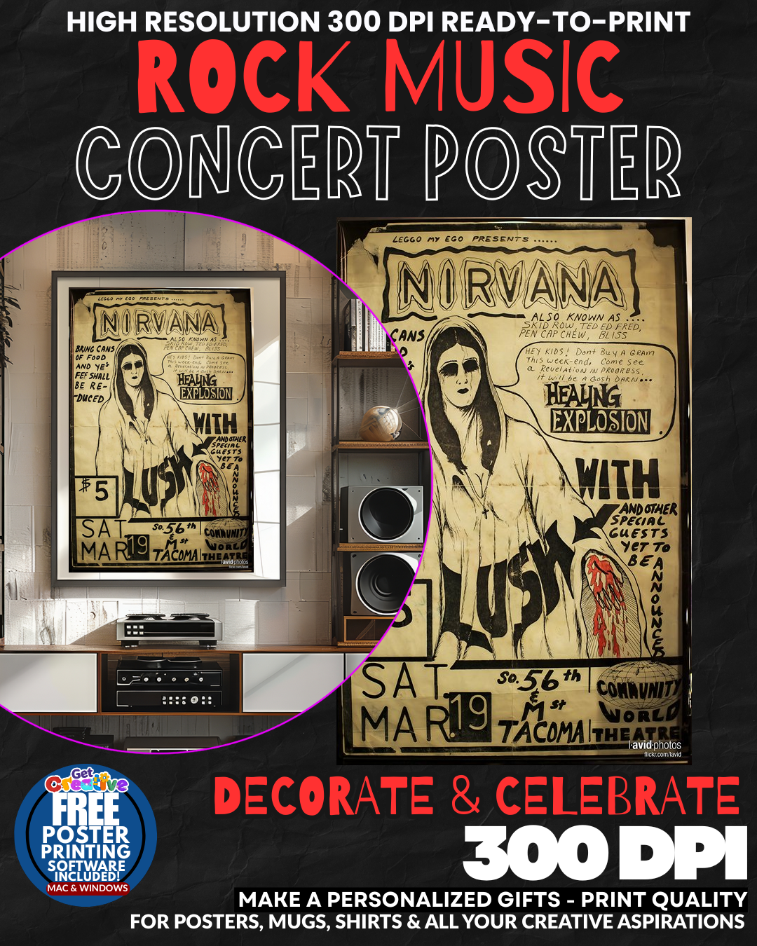 Nirvana 18 Music Rock Concert Poster Wall Art