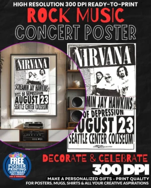 Nirvana 24 Music Rock Concert Poster Wall Art