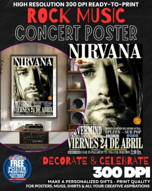 Nirvana 25 Music Rock Concert Poster Wall Art