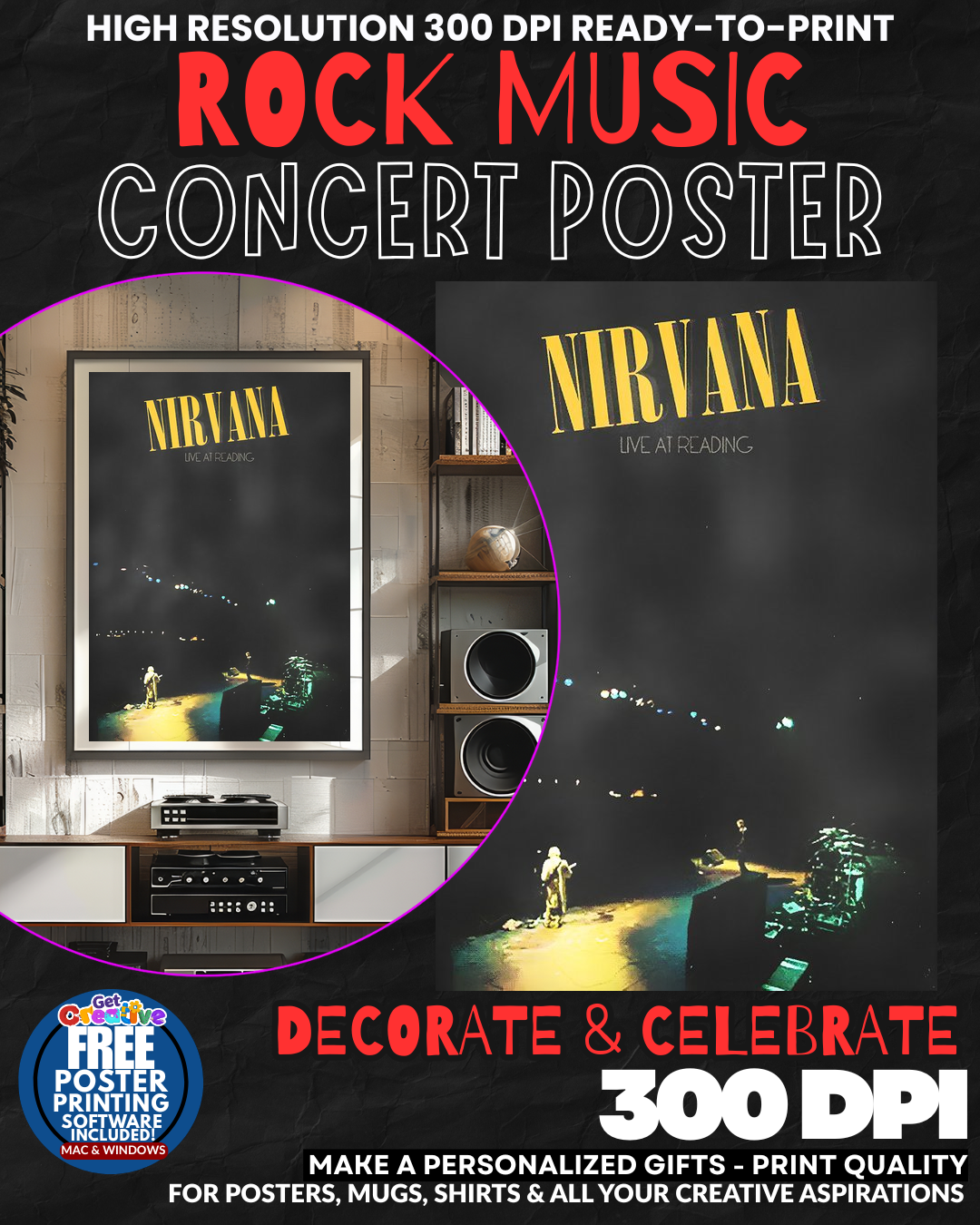 Nirvana 33 Music Rock Concert Poster Wall Art