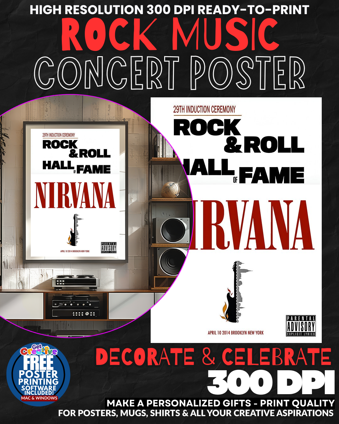 Nirvana 34 Music Rock Concert Poster Wall Art