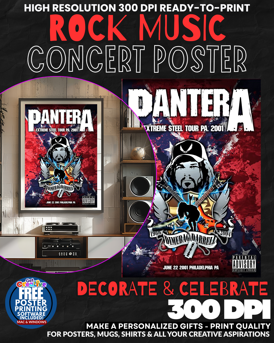 Pantera 2 Music Rock Concert Poster Wall Art
