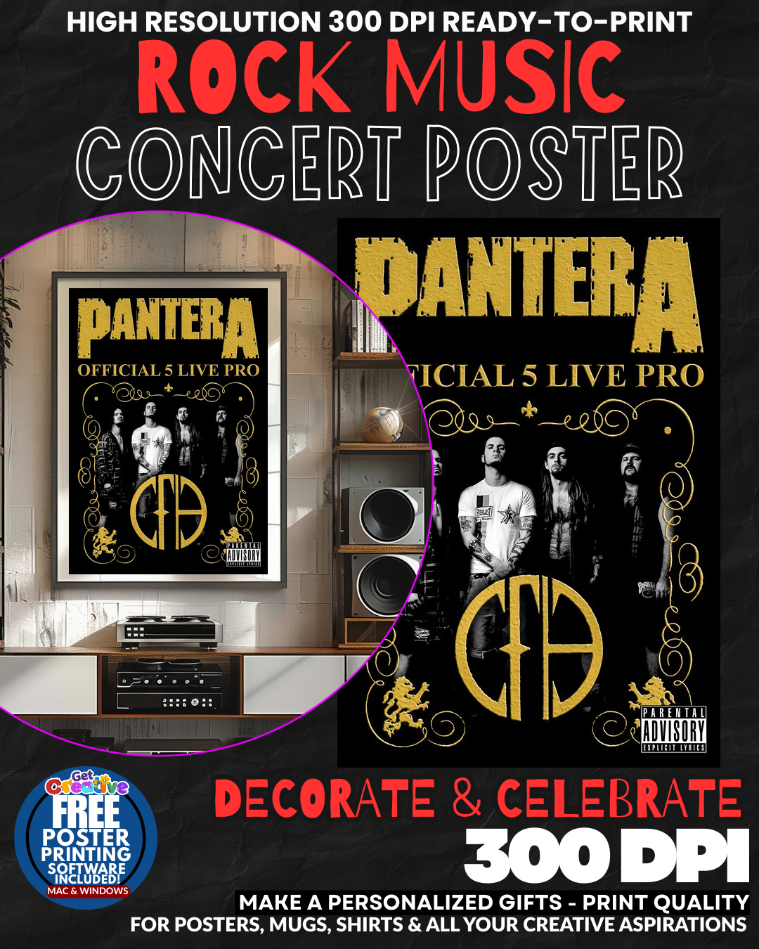 Pantera 4 Music Rock Concert Poster Wall Art