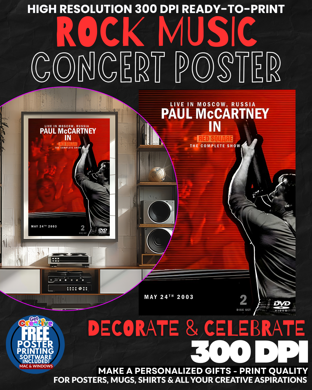 Paul Mccartney 1 Music Rock Concert Poster Wall Art