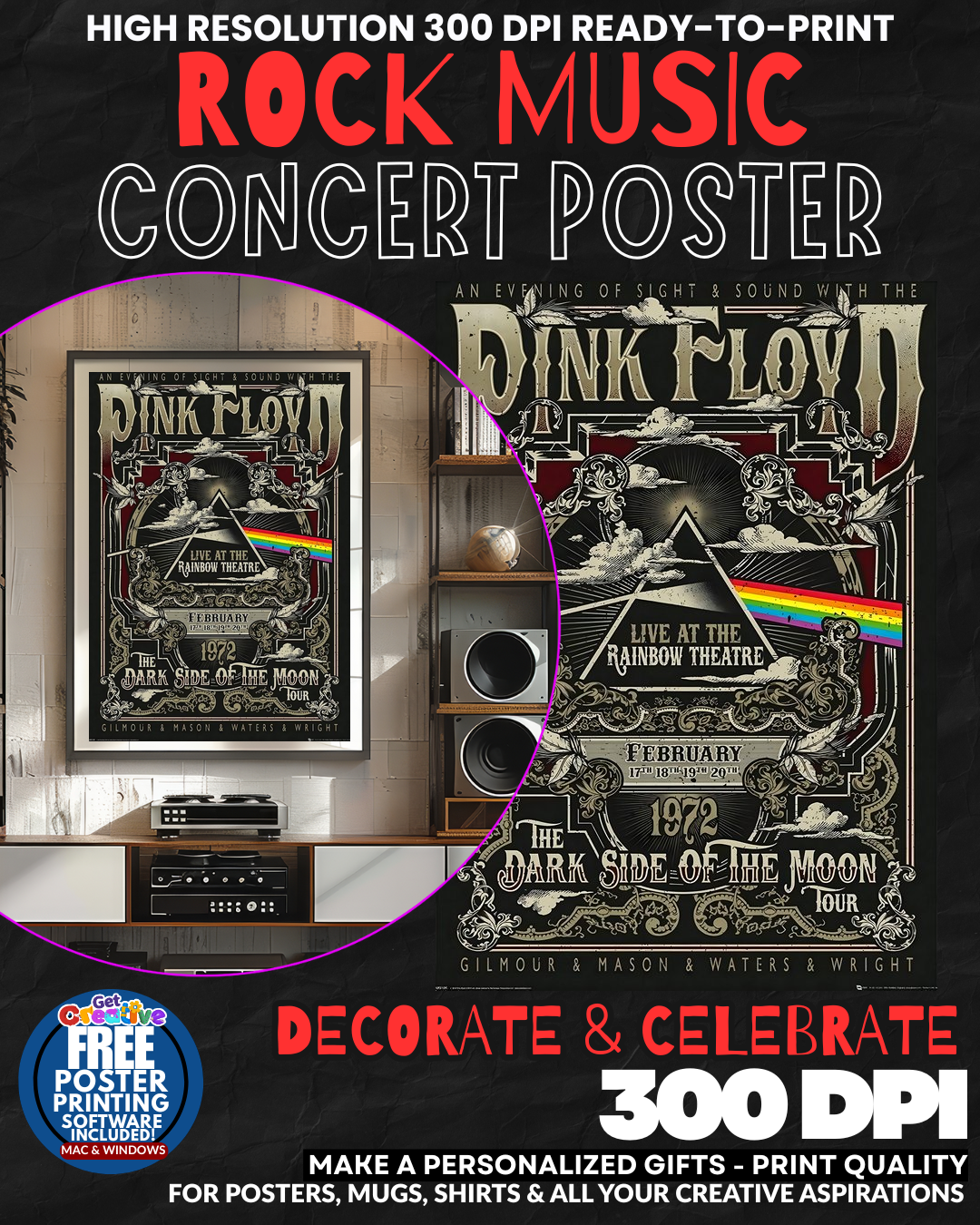 Pink Floyd 8 Music Rock Concert Poster Wall Art