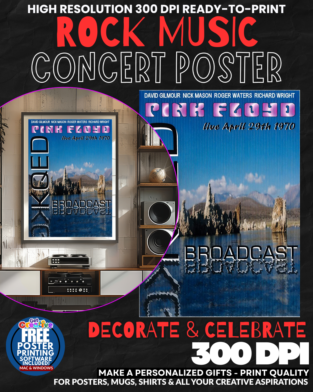 Pink Floyd 10 Music Rock Concert Poster Wall Art