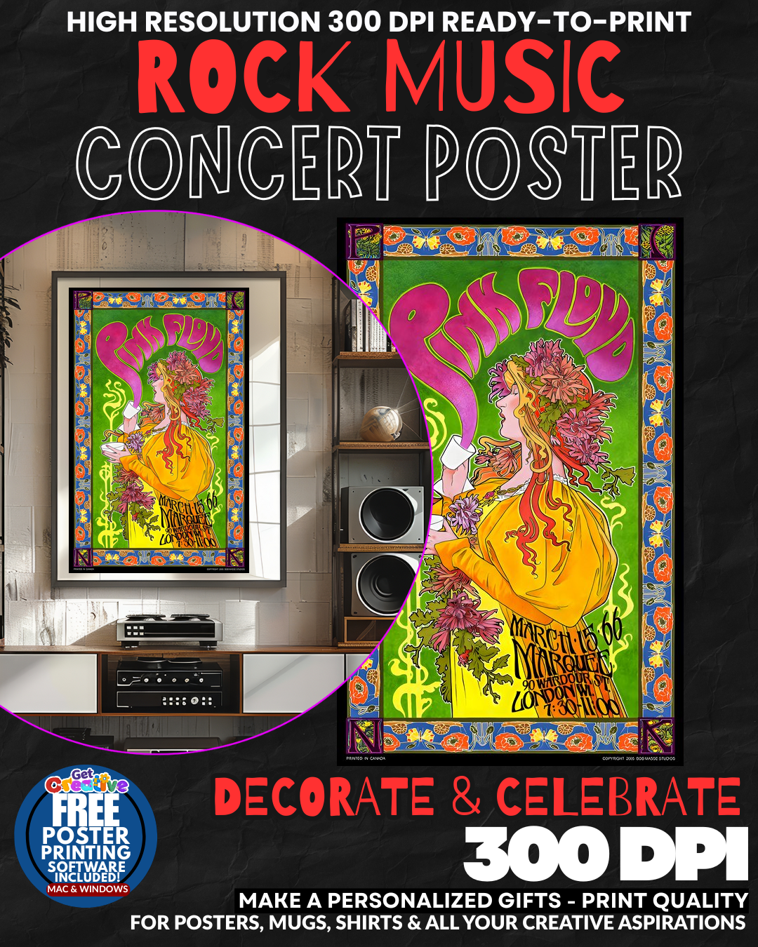 Pink Floyd 11 Music Rock Concert Poster Wall Art