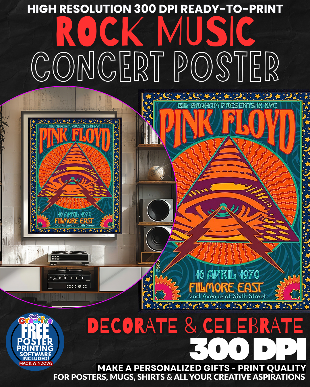 Pink Floyd 12 Music Rock Concert Poster Wall Art