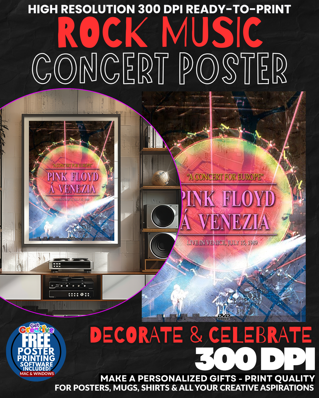 Pink Floyd 20 Music Rock Concert Poster Wall Art