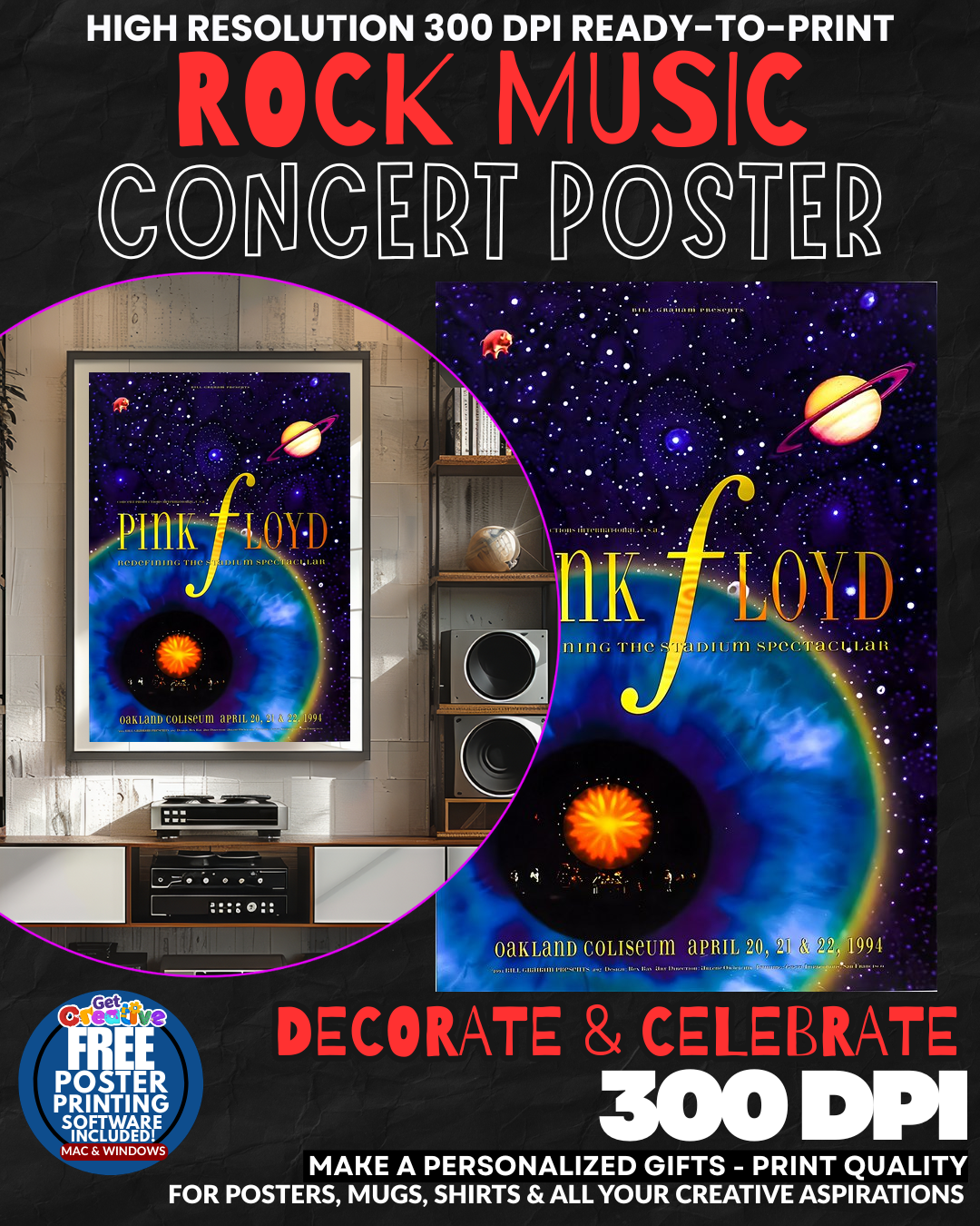 Pink Floyd 25 Music Rock Concert Poster Wall Art