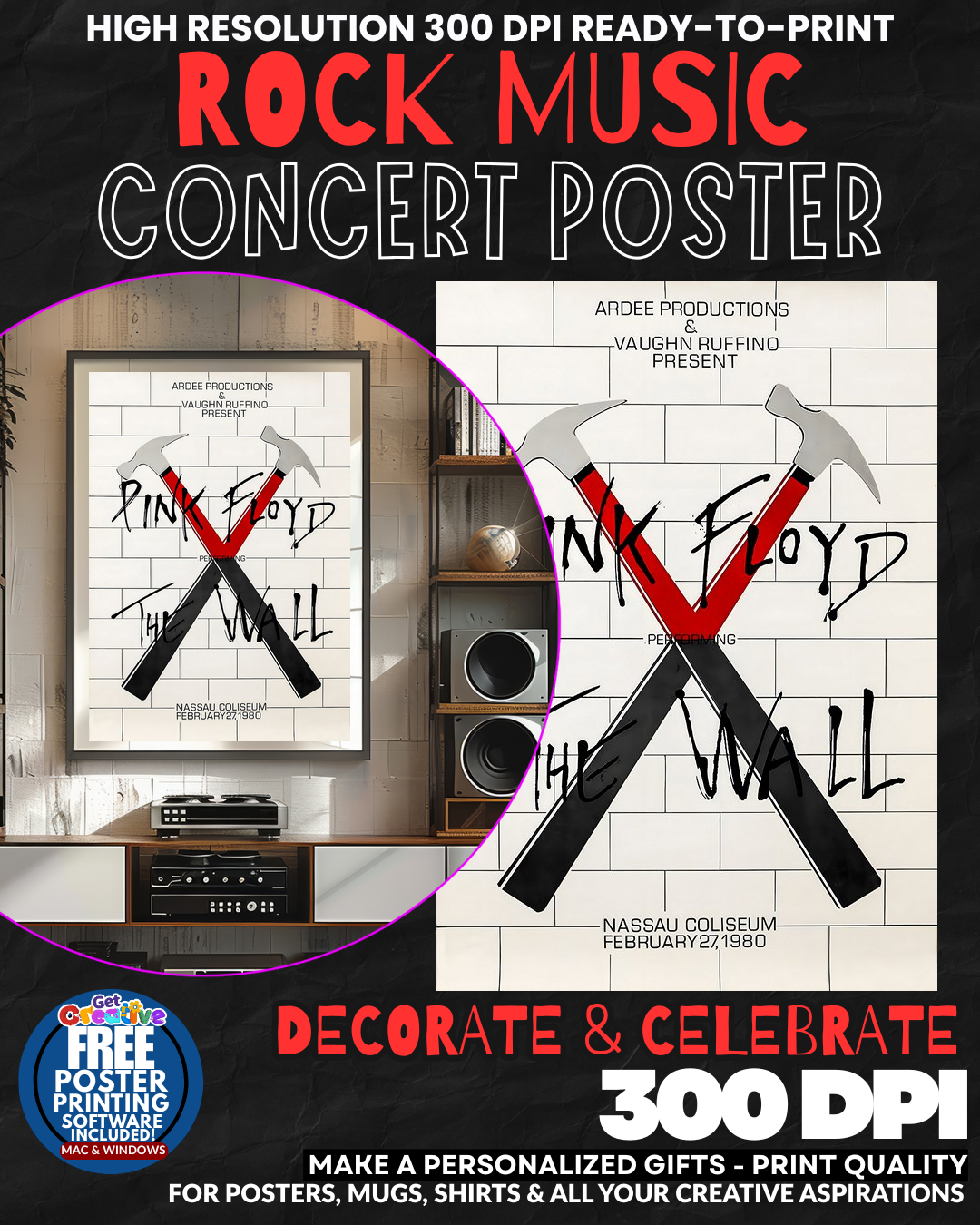 Pink Floyd 30 Music Rock Concert Poster Wall Art