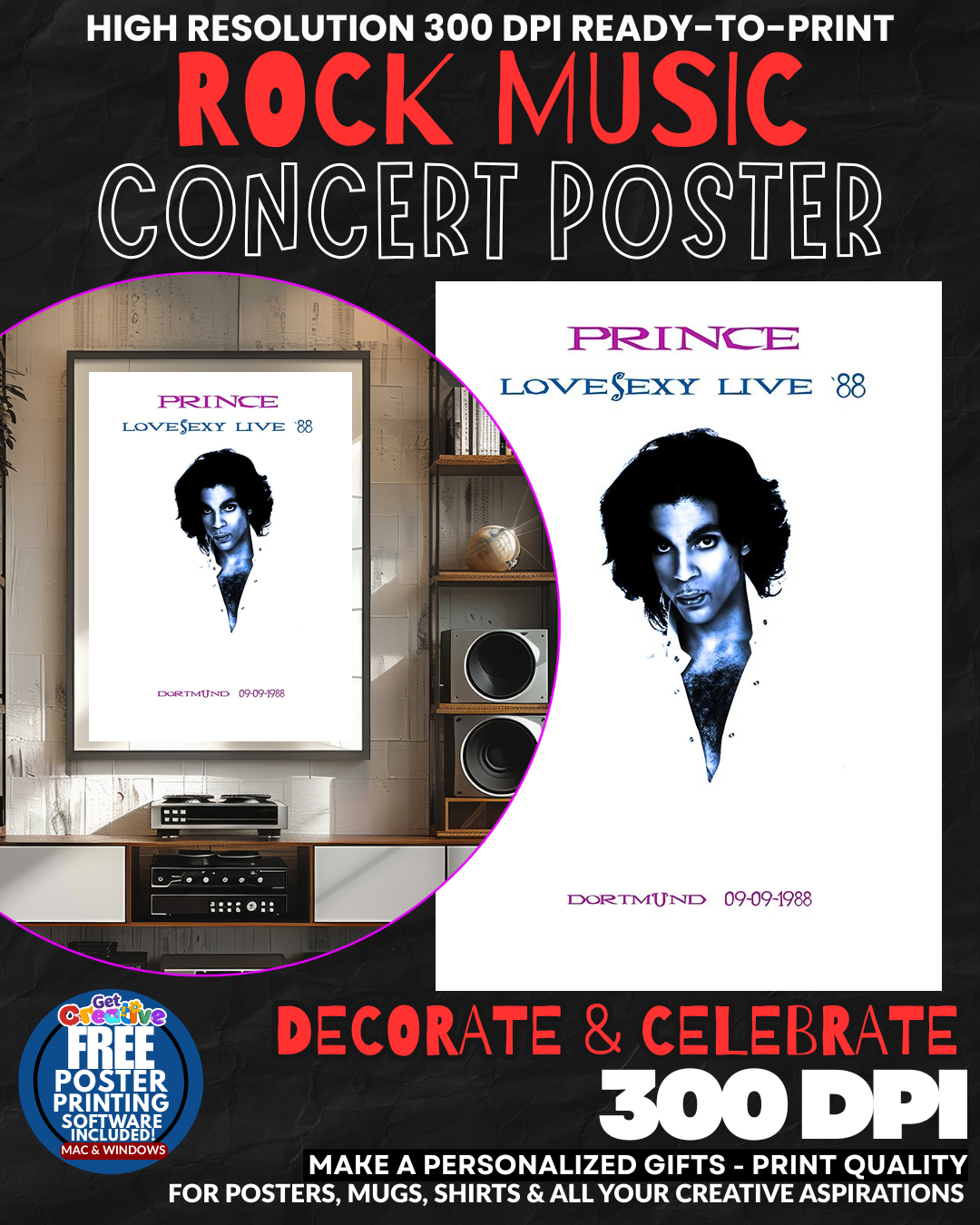 Prince 3 Music Rock Concert Poster Wall Art