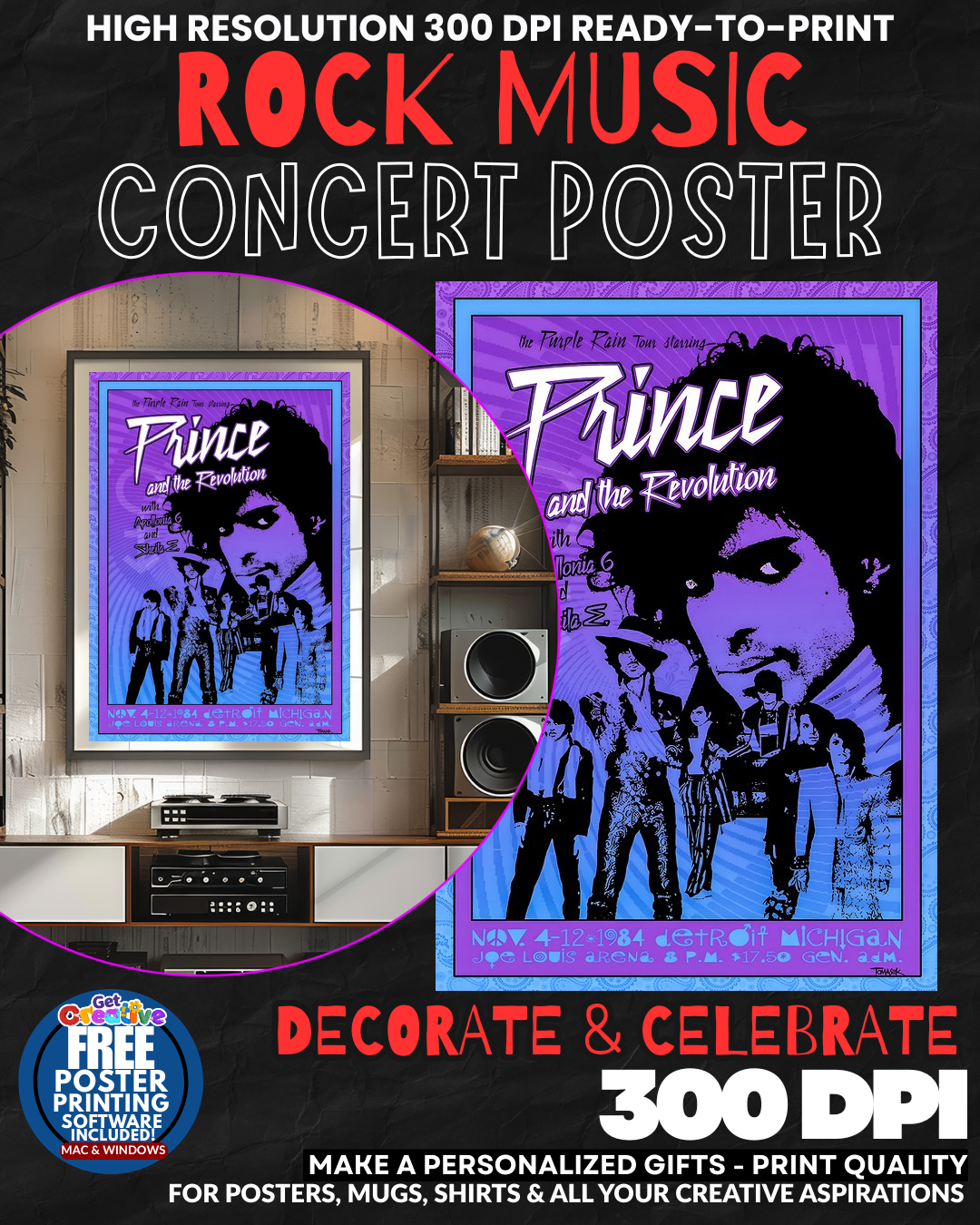 Prince 4 Music Rock Concert Poster Wall Art