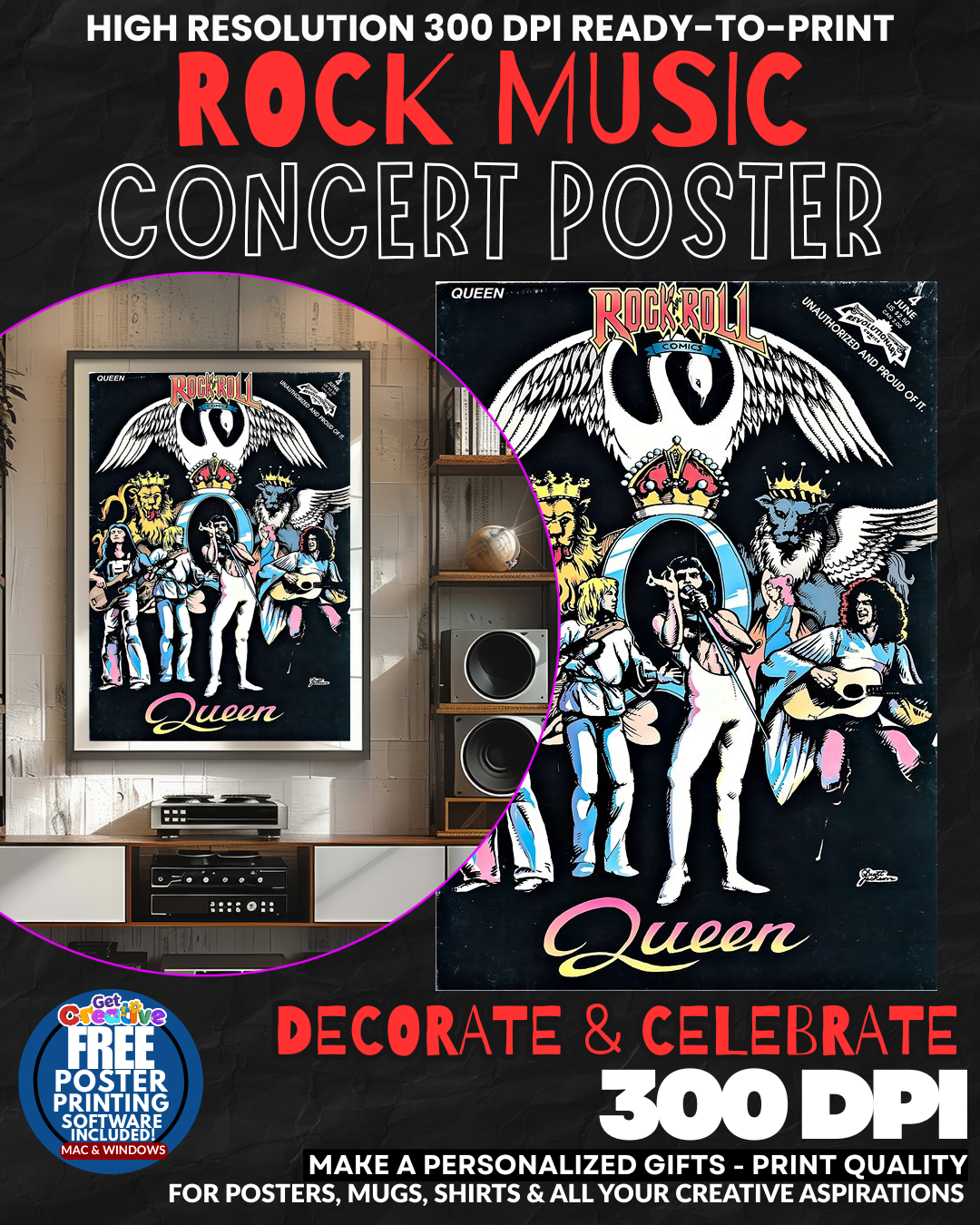 Queen 7 Music Rock Concert Poster Wall Art
