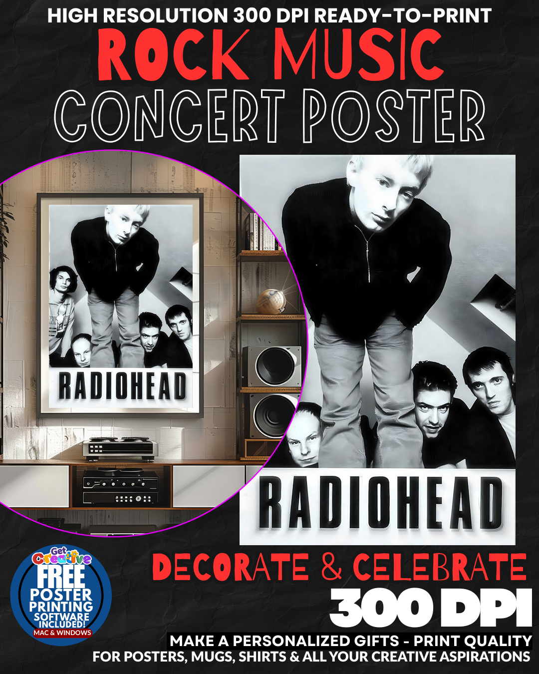 Radiohead 2 Music Rock Concert Poster Wall Art