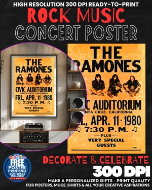 Ramones 1 Music Rock Concert Poster Wall Art