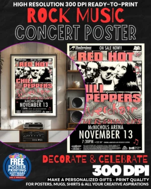 Red Hot Chili Peppers 2 Music Rock Concert Poster Wall Art