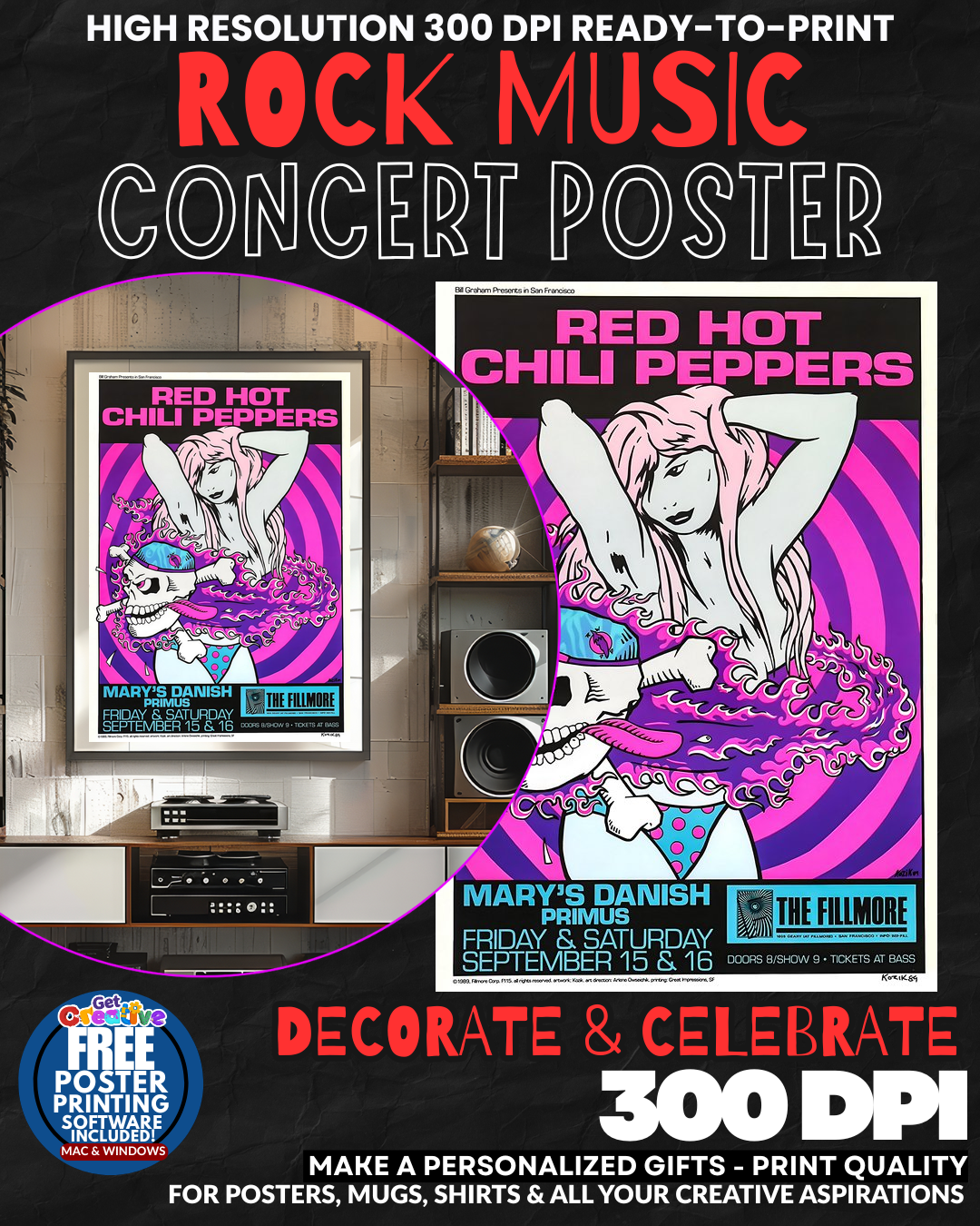 Red Hot Chili Peppers 4 Music Rock Concert Poster Wall Art