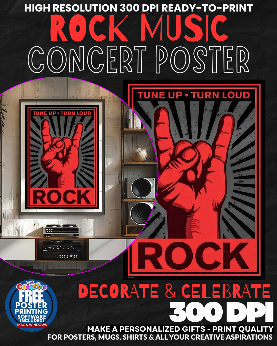 Rock N Roll 3 Music Rock Concert Poster Wall Art