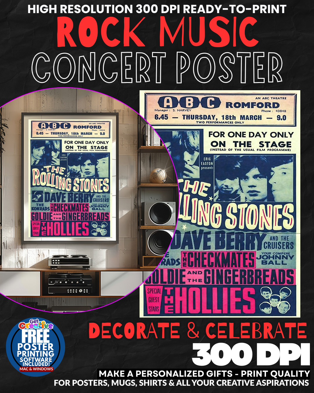 Rolling Stones 11 Music Rock Concert Poster Wall Art