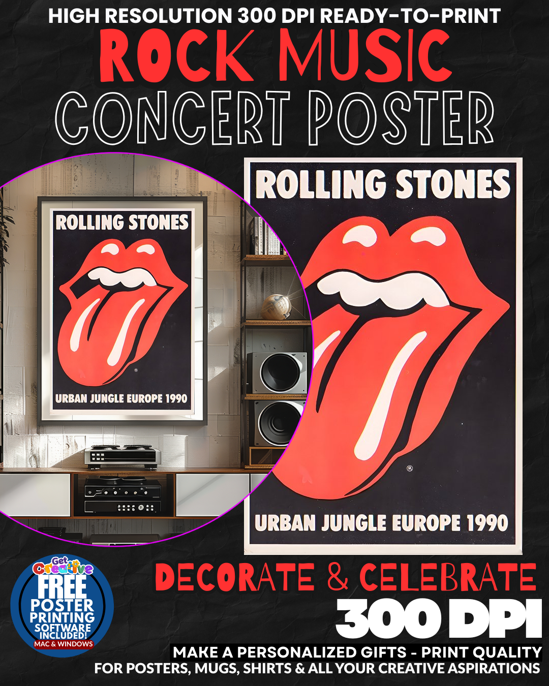 Rolling Stones 14 Music Rock Concert Poster Wall Art