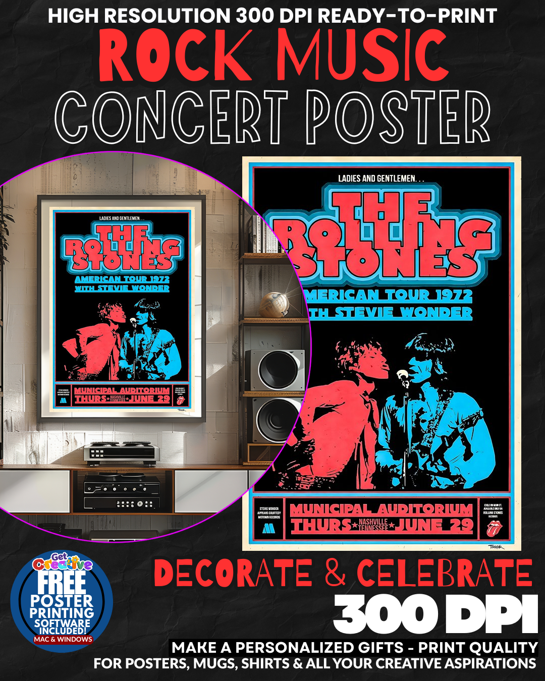 Rolling Stones 15 Music Rock Concert Poster Wall Art