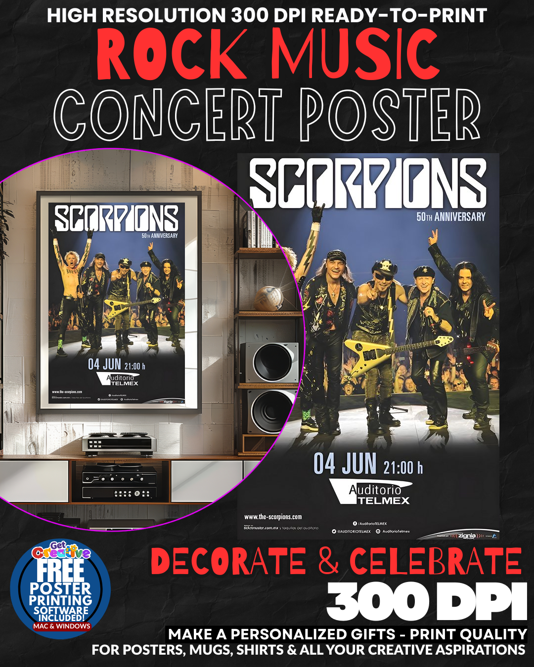 Scorpions 2 Music Rock Concert Poster Wall Art