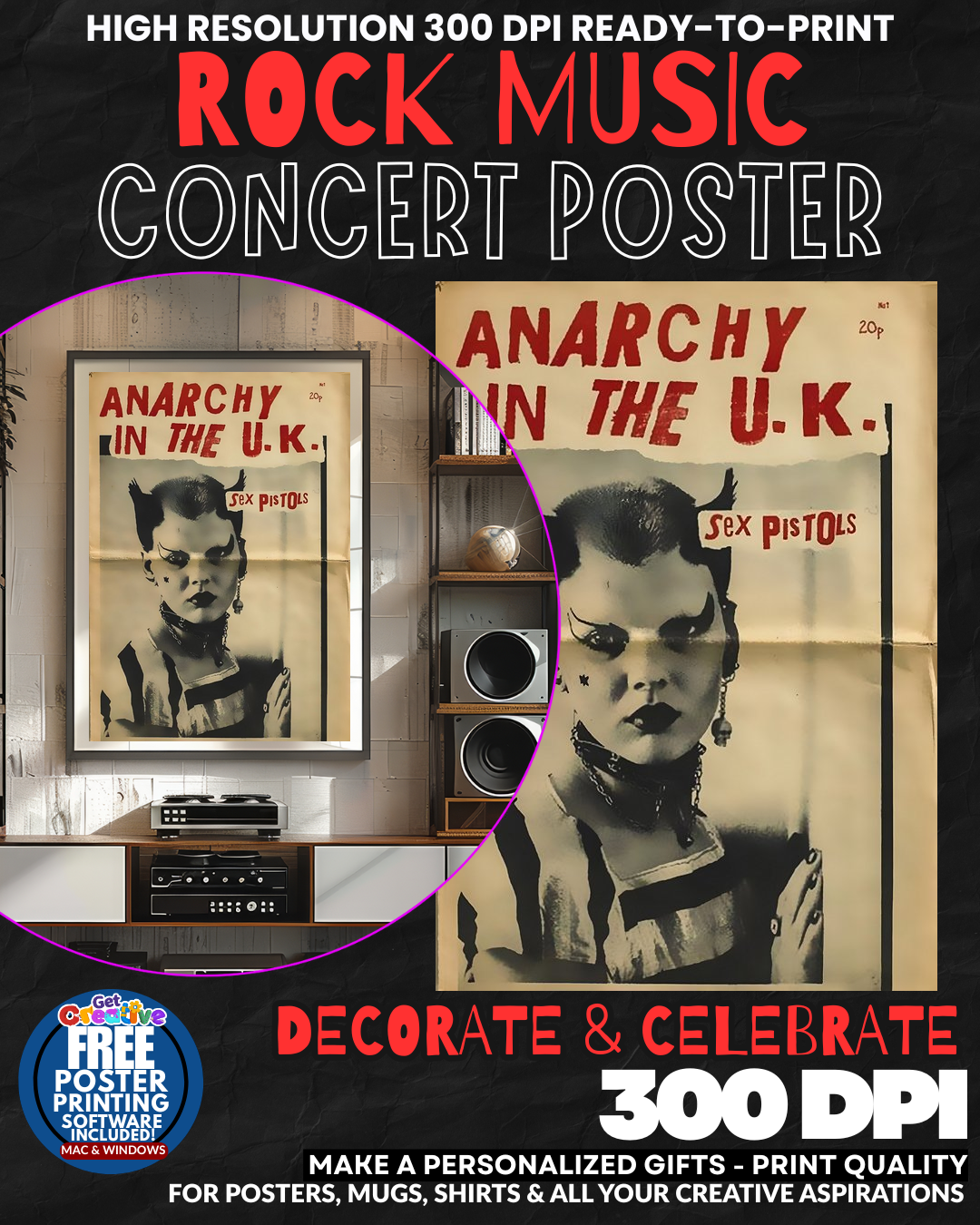 Sex Pistols 1 Music Rock Concert Poster Wall Art