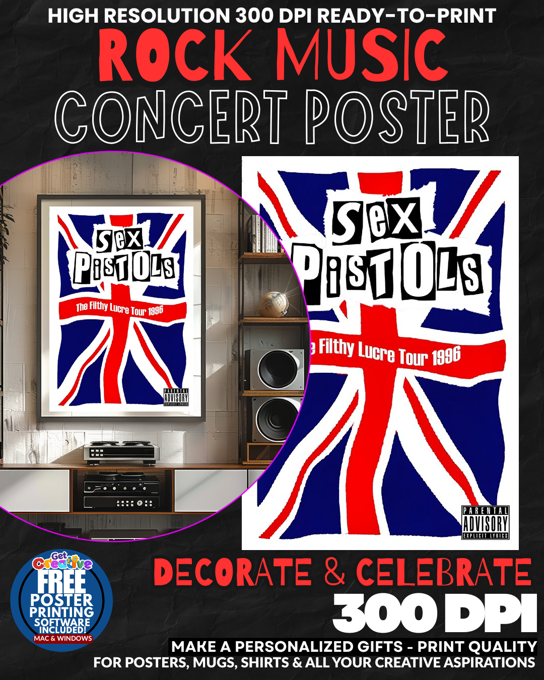 Sex Pistols 2 Music Rock Concert Poster Wall Art