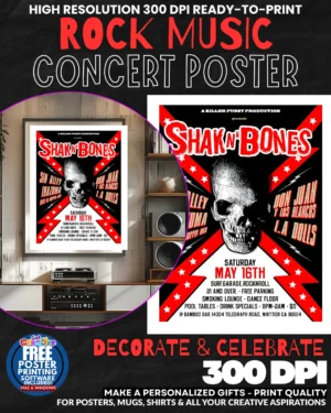 Shak N Bones 1 Music Rock Concert Poster Wall Art
