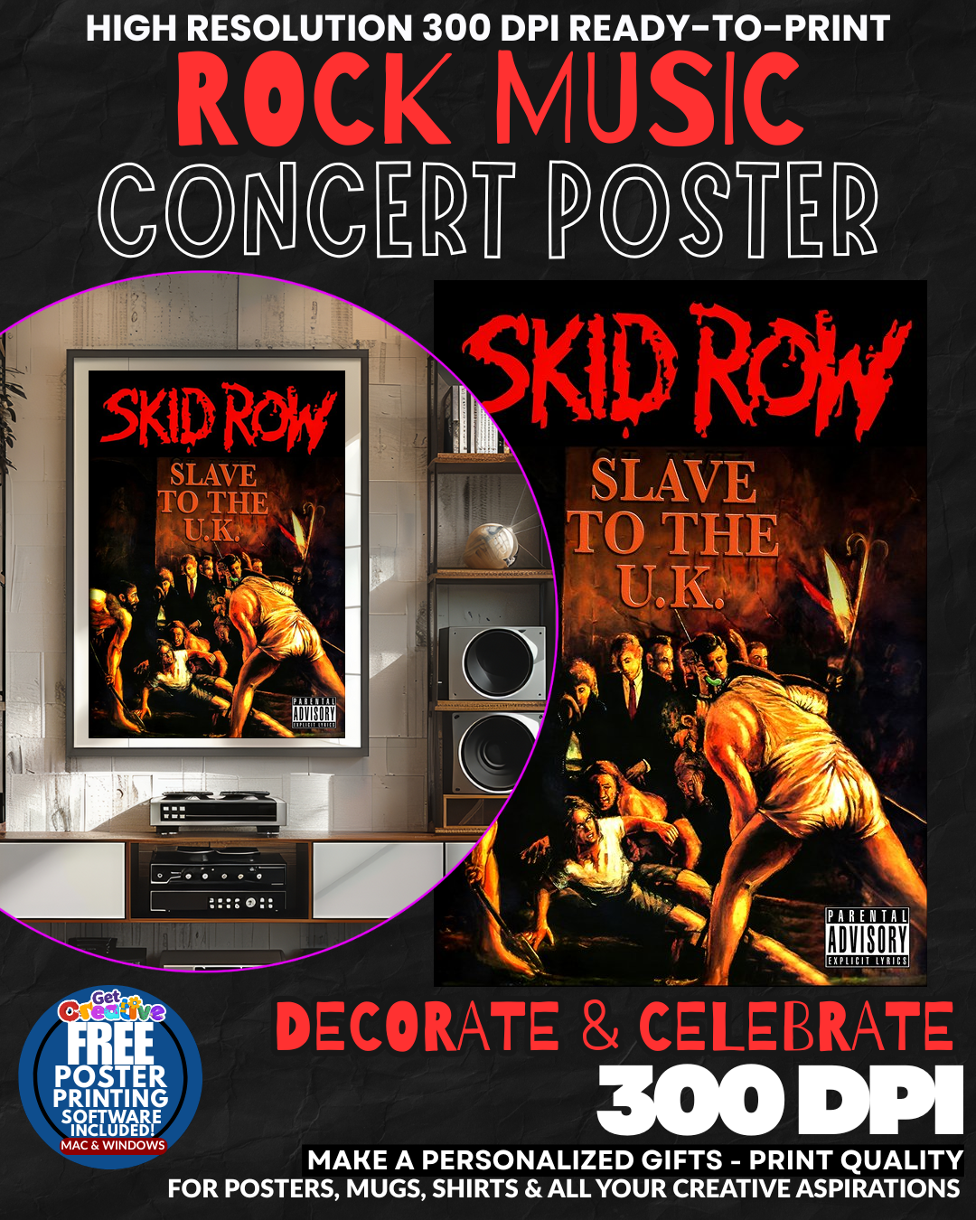 Skid Row 1 Music Rock Concert Poster Wall Art