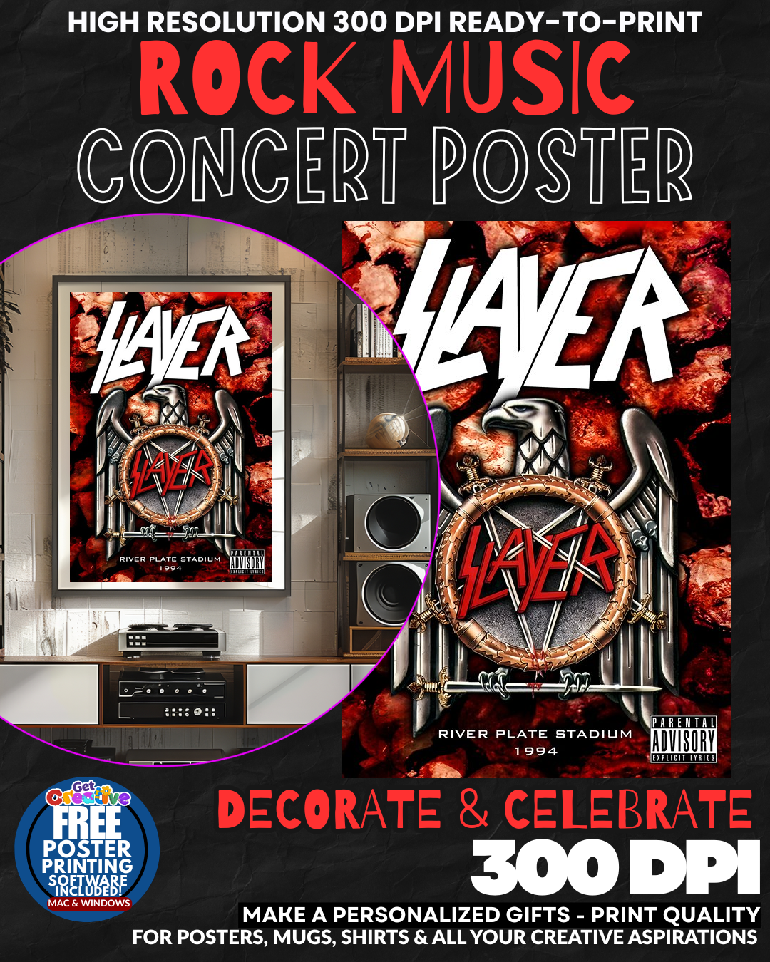 Slayer 3 Music Rock Concert Poster Wall Art