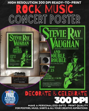 Stevie Ray Vaughan 3 Music Rock Concert Poster Wall Art