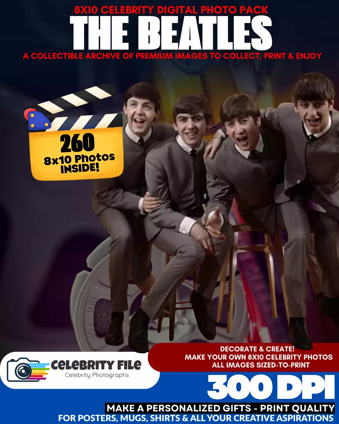 The Beatles - Celebrity 8x10 Photo Pack