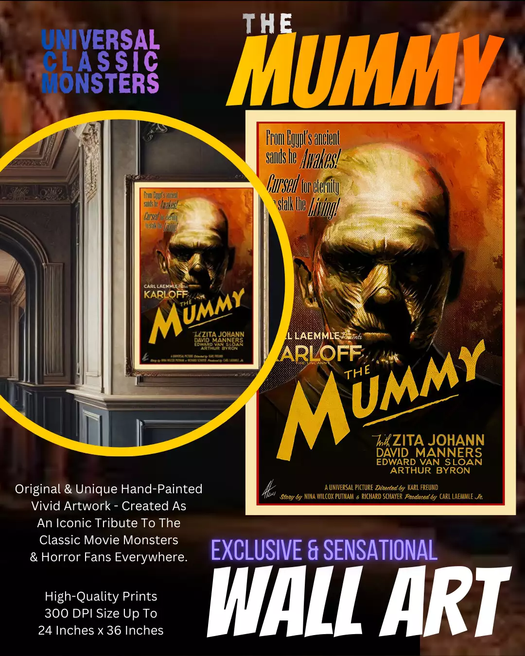 Universal Monsters The Mummy - Classic Horror Movie Poster Art