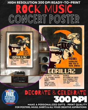 Gorillaz Music Rock Concert Poster Wall Art