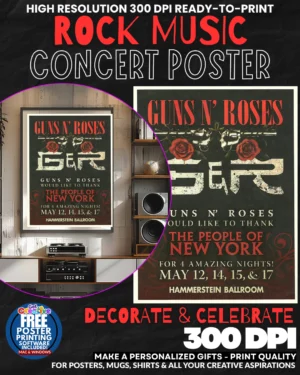 Guns N Roses 6 Music Rock Concert Poster Wall Art