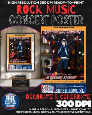 Rolling Stones 5 Music Rock Concert Poster Wall Art