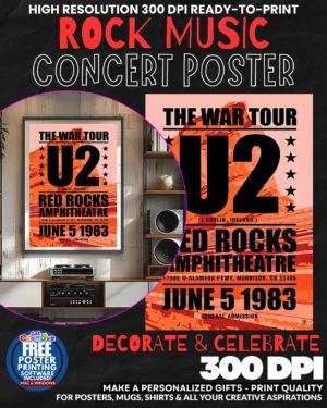 U2 4 Music Rock Concert Poster Wall Art